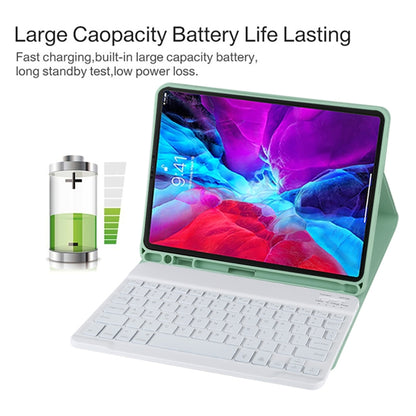 TG11BS Detachable Bluetooth White Keyboard Microfiber Leather Tablet Case for iPad Pro 11 inch (2020), with Backlight & Pen Slot & Holder (Green) - For iPad Pro by PMC Jewellery | Online Shopping South Africa | PMC Jewellery