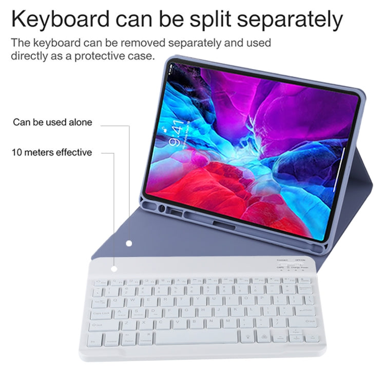 TG11BS Detachable Bluetooth White Keyboard Microfiber Leather Tablet Case for iPad Pro 11 inch (2020), with Backlight & Pen Slot & Holder (Purple) - For iPad Pro by PMC Jewellery | Online Shopping South Africa | PMC Jewellery