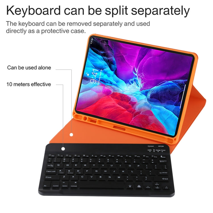 TG11BS Detachable Bluetooth Black Keyboard + Microfiber Leather Tablet Case for iPad Pro 11 inch (2020), with Backlight & Pen Slot & Holder(Orange) - For iPad Pro by PMC Jewellery | Online Shopping South Africa | PMC Jewellery