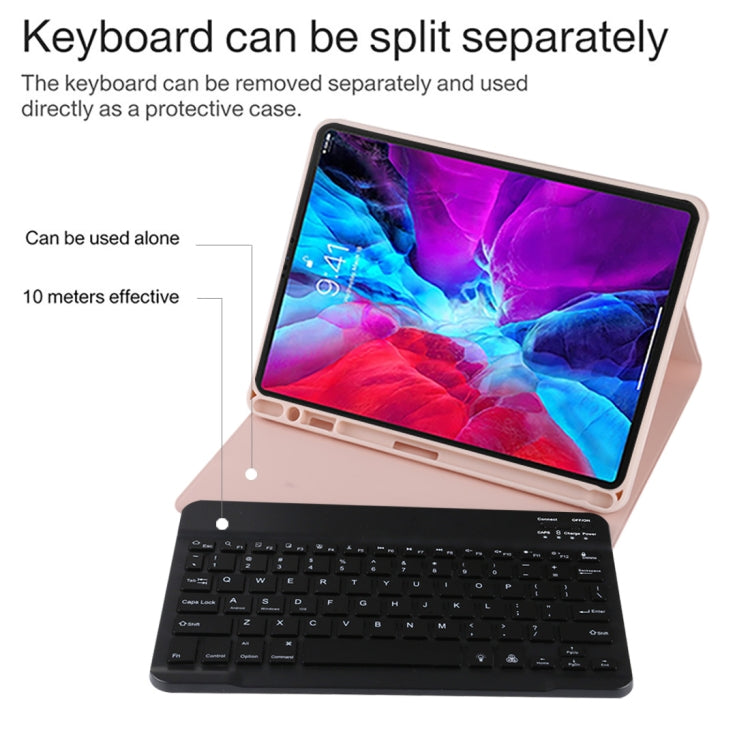 TG11BS Detachable Bluetooth Black Keyboard + Microfiber Leather Tablet Case for iPad Pro 11 inch (2020), with Backlight & Pen Slot & Holder(Pink) - For iPad Pro by PMC Jewellery | Online Shopping South Africa | PMC Jewellery