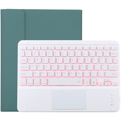 TG-102BCS Detachable Bluetooth White Keyboard + Microfiber Leather Tablet Case for iPad 10.2 inch / iPad Air (2019), with Touch Pad & Backlight & Pen Slot & Holder (Dark Green) - For iPad Air by PMC Jewellery | Online Shopping South Africa | PMC Jewellery