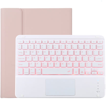 TG-102BCS Detachable Bluetooth White Keyboard + Microfiber Leather Tablet Case for iPad 10.2 inch / iPad Air (2019), with Touch Pad & Backlight & Pen Slot & Holder (Pink) - For iPad Air by PMC Jewellery | Online Shopping South Africa | PMC Jewellery