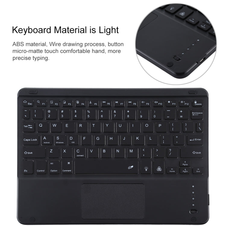 TG-102BCS Detachable Bluetooth Black Keyboard + Microfiber Leather Tablet Case for iPad 10.2 inch / iPad Air (2019), with Touch Pad & Backlight & Pen Slot & Holder (Black) - For iPad Air by PMC Jewellery | Online Shopping South Africa | PMC Jewellery