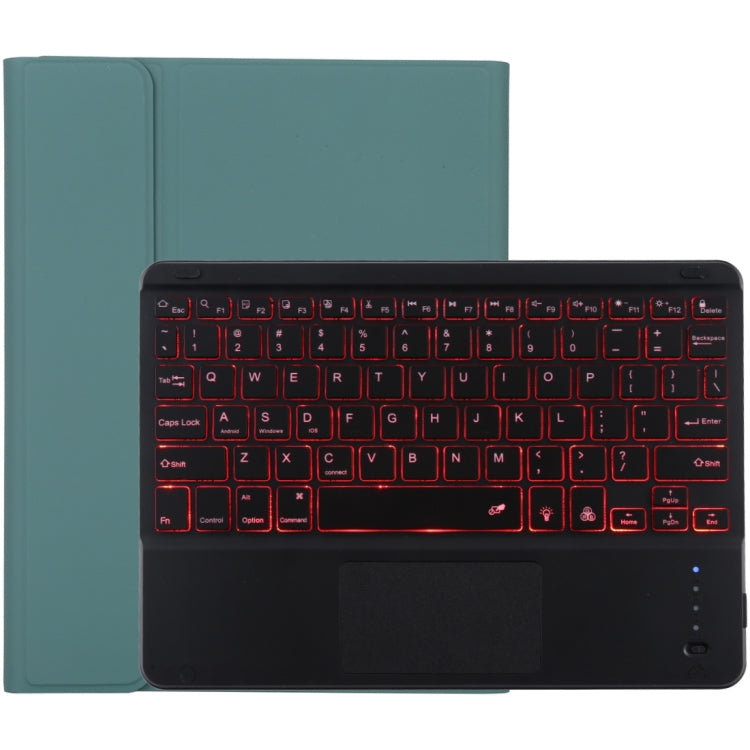 TG-102BCS Detachable Bluetooth Black Keyboard + Microfiber Leather Tablet Case for iPad 10.2 inch / iPad Air (2019), with Touch Pad & Backlight & Pen Slot & Holder (Dark Green) - For iPad Air by PMC Jewellery | Online Shopping South Africa | PMC Jewellery