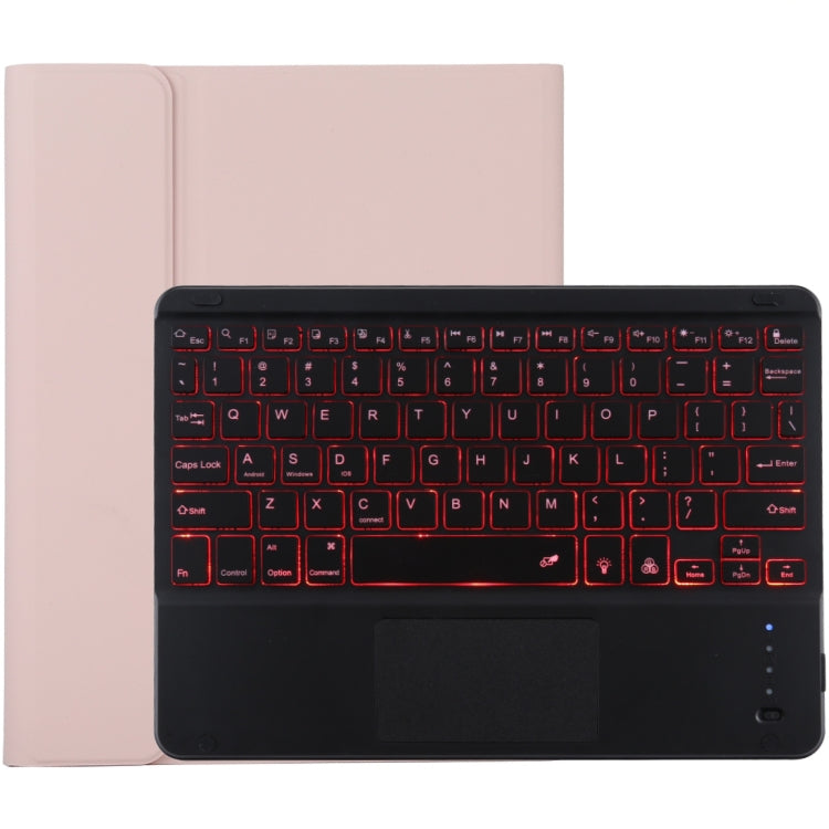 TG-102BCS Detachable Bluetooth Black Keyboard + Microfiber Leather Tablet Case for iPad 10.2 inch / iPad Air (2019), with Touch Pad & Backlight & Pen Slot & Holder (Pink) - For iPad Air by PMC Jewellery | Online Shopping South Africa | PMC Jewellery