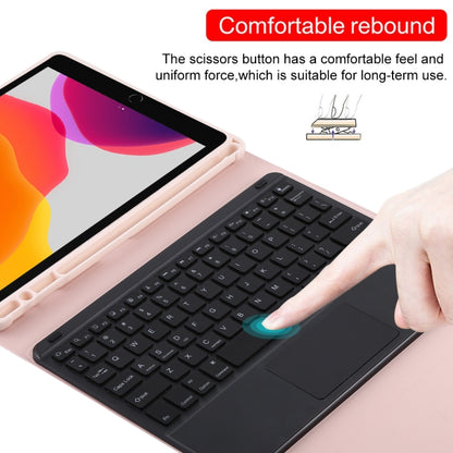 TG-102BCS Detachable Bluetooth Black Keyboard + Microfiber Leather Tablet Case for iPad 10.2 inch / iPad Air (2019), with Touch Pad & Backlight & Pen Slot & Holder (Pink) - For iPad Air by PMC Jewellery | Online Shopping South Africa | PMC Jewellery