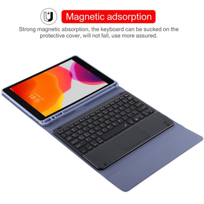 TG-102BCS Detachable Bluetooth Black Keyboard + Microfiber Leather Tablet Case for iPad 10.2 inch / iPad Air (2019), with Touch Pad & Backlight & Pen Slot & Holder (Purple) - For iPad Air by PMC Jewellery | Online Shopping South Africa | PMC Jewellery