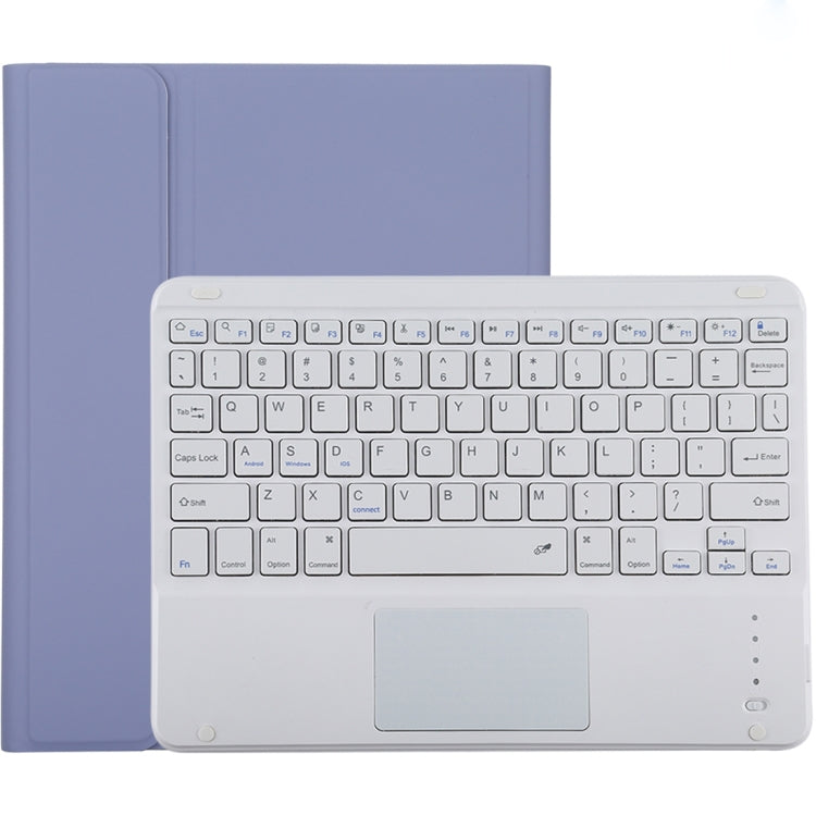 TG-102BC Detachable Bluetooth White Keyboard + Microfiber Leather Tablet Case for iPad 10.2 inch / iPad Air (2019), with Touch Pad & Pen Slot & Holder(Purple) - For iPad Air by PMC Jewellery | Online Shopping South Africa | PMC Jewellery