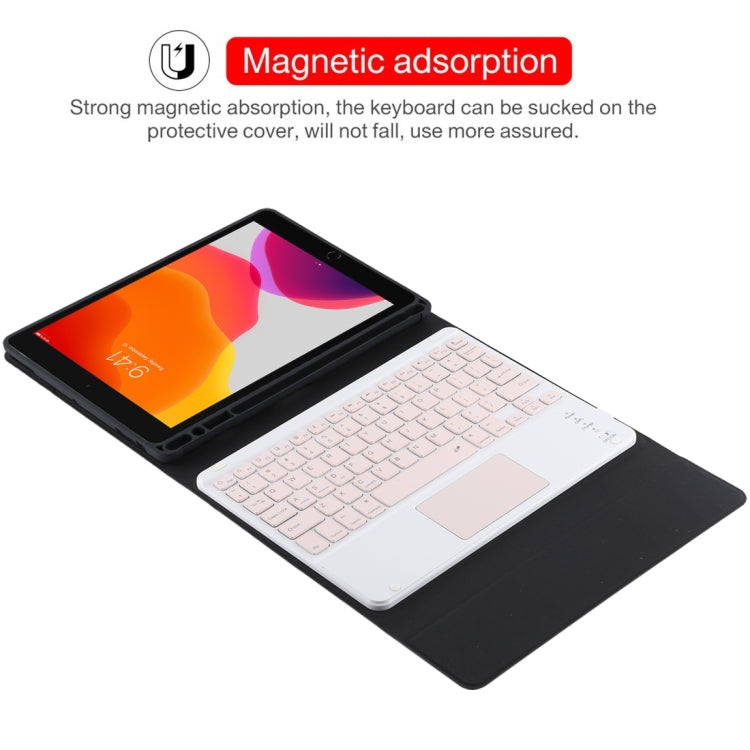 TG-102BC Detachable Bluetooth Pink Keyboard + Microfiber Leather Tablet Case for iPad 10.2 inch / iPad Air (2019), with Touch Pad & Pen Slot & Holder(Black) - For iPad Air by PMC Jewellery | Online Shopping South Africa | PMC Jewellery