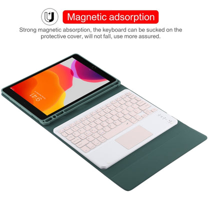 TG-102BC Detachable Bluetooth Pink Keyboard + Microfiber Leather Tablet Case for iPad 10.2 inch / iPad Air (2019), with Touch Pad & Pen Slot & Holder(Dark Green) - For iPad Air by PMC Jewellery | Online Shopping South Africa | PMC Jewellery