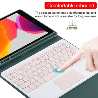 TG-102BC Detachable Bluetooth Pink Keyboard + Microfiber Leather Tablet Case for iPad 10.2 inch / iPad Air (2019), with Touch Pad & Pen Slot & Holder(Dark Green) - For iPad Air by PMC Jewellery | Online Shopping South Africa | PMC Jewellery