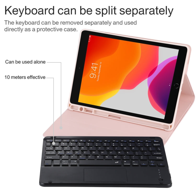 TG-102BC Detachable Bluetooth Black Keyboard + Microfiber Leather Tablet Case for iPad 10.2 inch / iPad Air (2019), with Touch Pad & Pen Slot & Holder(Pink) - For iPad Air by PMC Jewellery | Online Shopping South Africa | PMC Jewellery