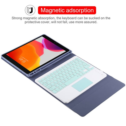 TG-102BC Detachable Bluetooth Green Keyboard + Microfiber Leather Tablet Case for iPad 10.2 inch / iPad Air (2019), with Touch Pad & Pen Slot & Holder (Purple) - For iPad Air by PMC Jewellery | Online Shopping South Africa | PMC Jewellery