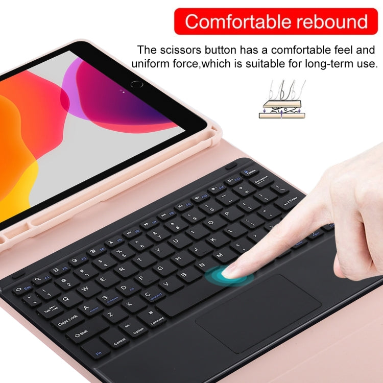 TG97BC Detachable Bluetooth Black Keyboard + Microfiber Leather Tablet Case for iPad 9.7 inch, with Touch Pad & Pen Slot & Holder(Pink) - Universal by PMC Jewellery | Online Shopping South Africa | PMC Jewellery