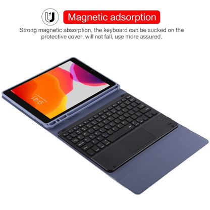 TG109BC Detachable Bluetooth Black Keyboard + Microfiber Leather Tablet Case for iPad Air 2020, with Touch Pad & Pen Slot & Holder (Purple) - For iPad Air by PMC Jewellery | Online Shopping South Africa | PMC Jewellery