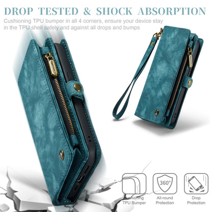 For iPhone X / XS CaseMe-008 TPU + PC Magnetic Absorption Detachable Back Cover Horizontal Flip Leather Case with Holder & Card Slots & Zipper Wallet & Photo Frame(Blue) - More iPhone Cases by CaseMe | Online Shopping South Africa | PMC Jewellery | Buy Now Pay Later Mobicred