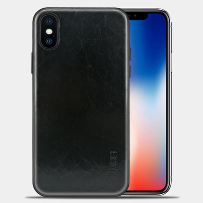 For iPhone X MOFI Shockproof PU Paste Protective Back Case(Navy Blue) - More iPhone Cases by MOFI | Online Shopping South Africa | PMC Jewellery