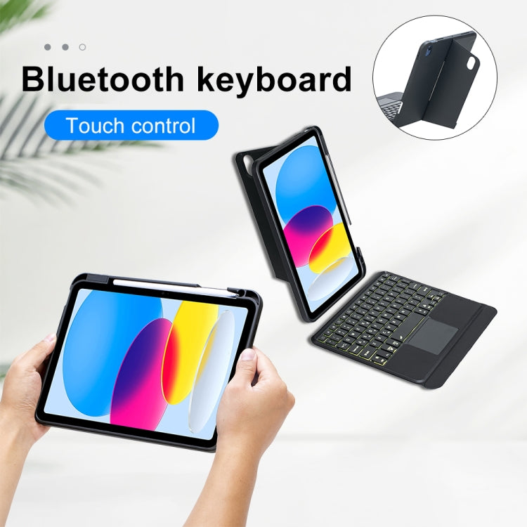 T10-AS For iPad 10th Gen 10.9 2022 Touch Backlight Split Type Bluetooth Keyboard Leather Case - Universal by PMC Jewellery | Online Shopping South Africa | PMC Jewellery