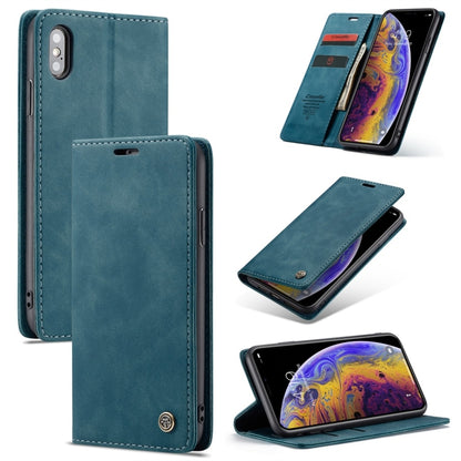 For iPhone XS Max CaseMe-013 Multifunctional Retro Frosted Horizontal Flip Leather Case with Card Slot & Holder & Wallet(Blue) - More iPhone Cases by CaseMe | Online Shopping South Africa | PMC Jewellery | Buy Now Pay Later Mobicred