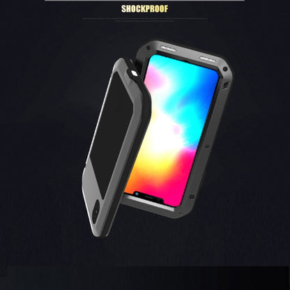 For iPhone XS Max LOVE MEI Powerful Dustproof Shockproof Anti-slip Metal + Silicone Combination Case(Black) - More iPhone Cases by LOVE MEI | Online Shopping South Africa | PMC Jewellery