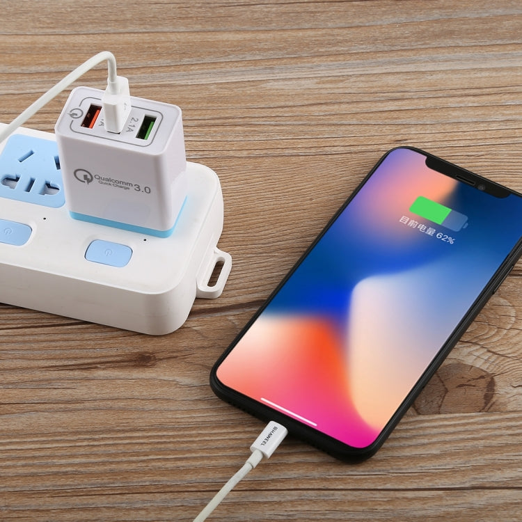 AR-QC-03 2.1A 3 USB Ports Quick Charger Travel Charger, US Plug (Blue) - USB Charger by PMC Jewellery | Online Shopping South Africa | PMC Jewellery | Buy Now Pay Later Mobicred