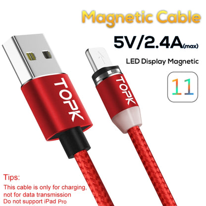 TOPK AM23 1m 2.4A Max USB to 8 Pin Nylon Braided Magnetic Charging Cable with LED Indicator(Red) - Charging Cable & Head by TOPK | Online Shopping South Africa | PMC Jewellery | Buy Now Pay Later Mobicred