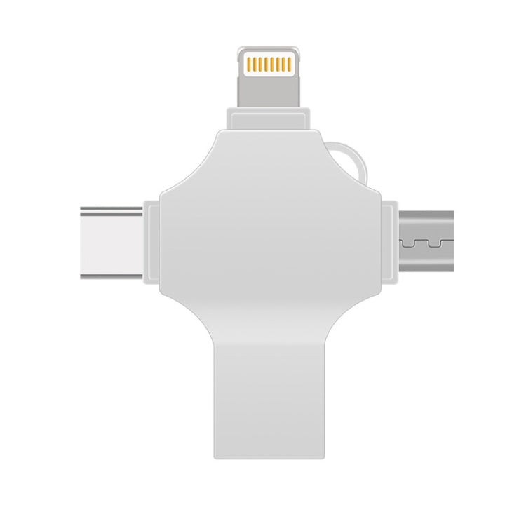 Cross 4 in 1 128GB 8 Pin + Micro USB + USB-C / Type-C + USB 3.0 Metal Flash Disk(Silver) - free shipping - PMC Jewellery - Order now!