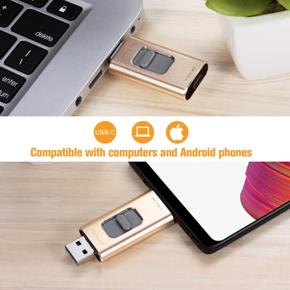 Richwell 3 in 1 32G Type-C + 8 Pin + USB 3.0 Metal Push-pull Flash Disk with OTG Function(Rose Gold) - U Disk & Card Reader by Richwell | Online Shopping South Africa | PMC Jewellery | Buy Now Pay Later Mobicred