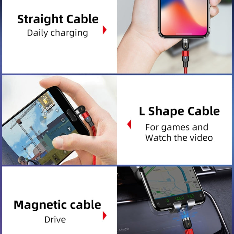 1m 2A Output 3 in 1 USB to 8 Pin + USB-C / Type-C + Micro USB Nylon Braided Rotate Magnetic Charging Cable (Purple) - Charging Cable & Head by PMC Jewellery | Online Shopping South Africa | PMC Jewellery | Buy Now Pay Later Mobicred