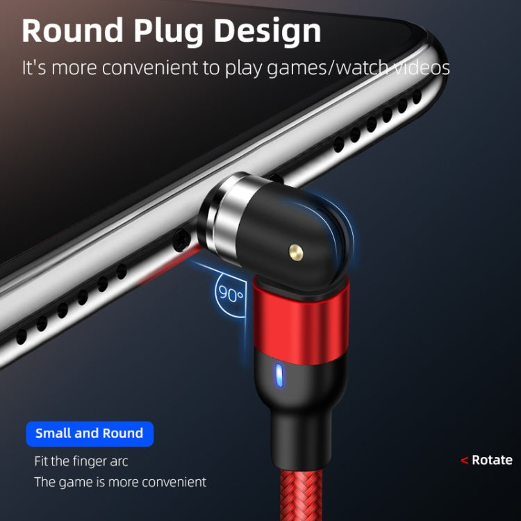 1m 2A Output 3 in 1 USB to 8 Pin + USB-C / Type-C + Micro USB Nylon Braided Rotate Magnetic Charging Cable (Red) - free shipping - PMC Jewellery - Order now!
