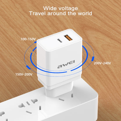 awei C-980 18W PD USB-C / Type-C + QC 3.0 USB Interface Fast Charging Travel Charger, EU Plug(Black) - USB Charger by awei | Online Shopping South Africa | PMC Jewellery | Buy Now Pay Later Mobicred