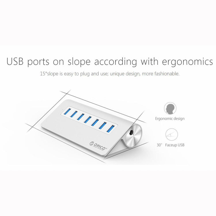 ORICO M3H7-V1 Aluminum Alloy 7 USB 3.0 Ports HUB with 30W Power Adapter - USB HUB by ORICO | Online Shopping South Africa | PMC Jewellery | Buy Now Pay Later Mobicred