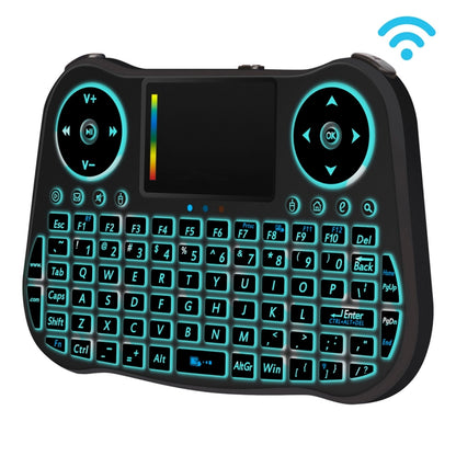 MT08 2.4GHz Mini Wireless Air Mouse QWERTY Keyboard with Colorful Backlight & Touchpad & Multimedia Control for PC, TV(Black) - MINI PC Accessories & Gadgets by PMC Jewellery | Online Shopping South Africa | PMC Jewellery | Buy Now Pay Later Mobicred