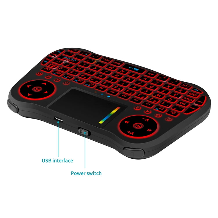 MT08 2.4GHz Mini Wireless Air Mouse QWERTY Keyboard with Colorful Backlight & Touchpad & Multimedia Control for PC, TV(Black) - MINI PC Accessories & Gadgets by PMC Jewellery | Online Shopping South Africa | PMC Jewellery | Buy Now Pay Later Mobicred