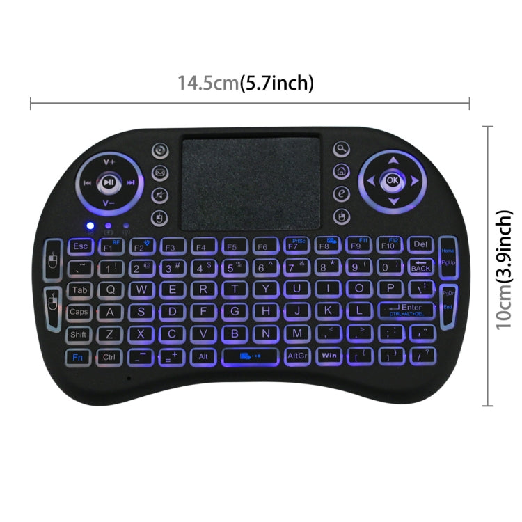 2.4GHz Mini i8 Wireless QWERTY Keyboard with Colorful Backlight & Touchpad & Multimedia Control for PC, Android TV BOX, X-BOX Player, Smartphones(Black) - MINI PC Accessories & Gadgets by PMC Jewellery | Online Shopping South Africa | PMC Jewellery | Buy Now Pay Later Mobicred