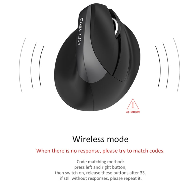 DELUX M618 Mini 2.4G Wireless 2400DPI USB Rechargeable Ergonomic Vertical Mouse(Grey) - Wireless Mice by DELUX | Online Shopping South Africa | PMC Jewellery | Buy Now Pay Later Mobicred