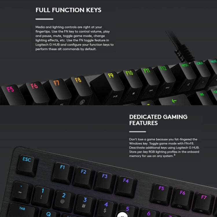 Logitech G512 RGB L-axis Mechanical Wired Gaming Keyboard, Length: 1.8m (Black) - Wired Keyboard by Logitech | Online Shopping South Africa | PMC Jewellery | Buy Now Pay Later Mobicred