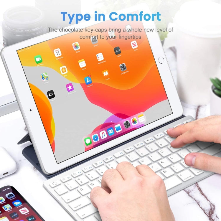 WB-8022 Ultra-thin Wireless Bluetooth Keyboard, Arabic Keys(Silver) - free shipping - PMC Jewellery - Order now!