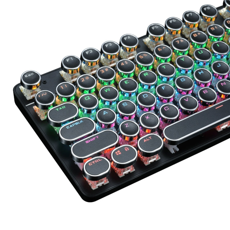 MSEZ HJK900-7 104-keys Electroplated Transparent Character Punk Keycap Colorful Backlit Wired Mechanical Gaming Keyboard(Black) - Wired Keyboard by MS&EZ | Online Shopping South Africa | PMC Jewellery | Buy Now Pay Later Mobicred