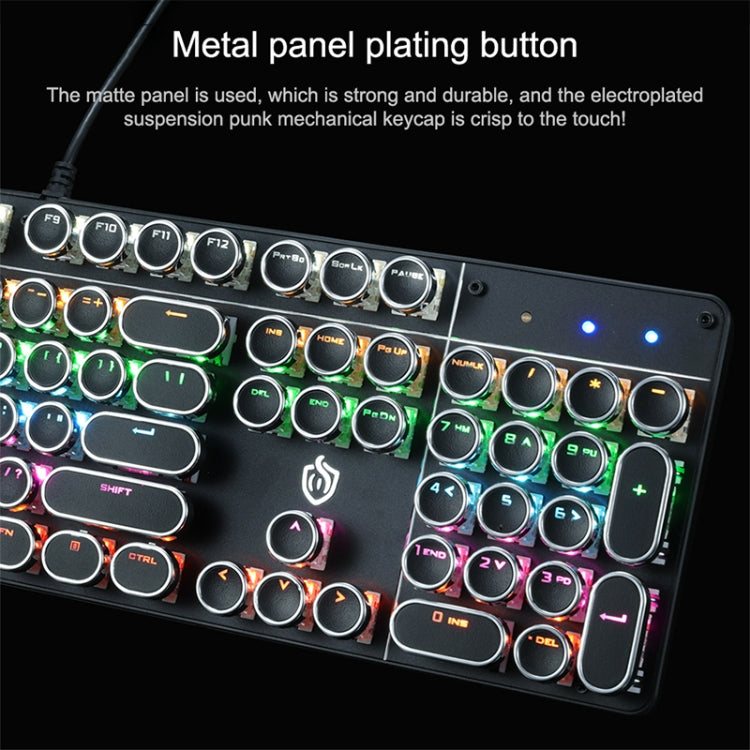 MSEZ HJK900-7 104-keys Electroplated Transparent Character Punk Keycap Colorful Backlit Wired Mechanical Gaming Keyboard(Black) - Wired Keyboard by MS&EZ | Online Shopping South Africa | PMC Jewellery | Buy Now Pay Later Mobicred