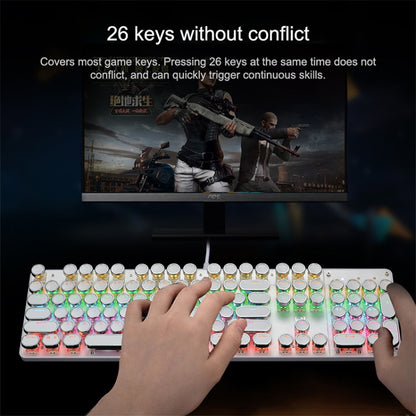 MSEZ HJK900-7 104-keys Electroplated Transparent Character Punk Keycap Colorful Backlit Wired Mechanical Gaming Keyboard(Black) - Wired Keyboard by MS&EZ | Online Shopping South Africa | PMC Jewellery | Buy Now Pay Later Mobicred