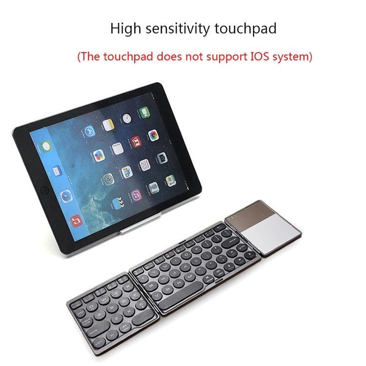 B052 Universal Round Keycap Mini Three-fold Bluetooth Wireless Keyboard with Touchpad (Black) - Mini Keyboard by PMC Jewellery | Online Shopping South Africa | PMC Jewellery | Buy Now Pay Later Mobicred