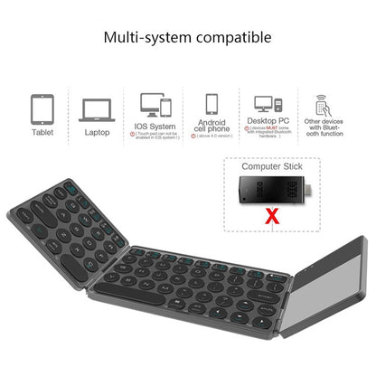 B052 Universal Round Keycap Mini Three-fold Bluetooth Wireless Keyboard with Touchpad (Silver) - Mini Keyboard by PMC Jewellery | Online Shopping South Africa | PMC Jewellery | Buy Now Pay Later Mobicred