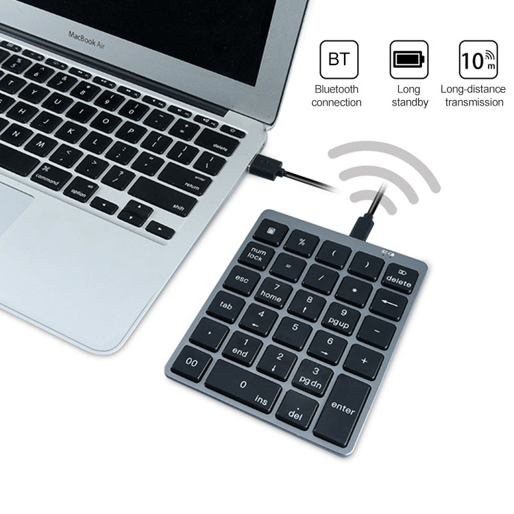 N970 Pro Dual Modes Aluminum Alloy Rechargeable Wireless Bluetooth Numeric Keyboard with USB HUB (Silver) - Mini Keyboard by PMC Jewellery | Online Shopping South Africa | PMC Jewellery | Buy Now Pay Later Mobicred