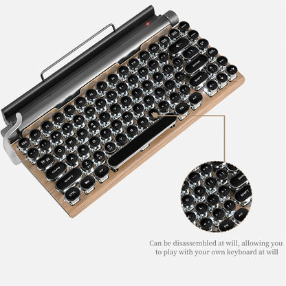 TW1867 Round Retro Punk Keycap Mechanical Wireless Bluetooth Keyboard (Black) - Wireless Keyboard by PMC Jewellery | Online Shopping South Africa | PMC Jewellery