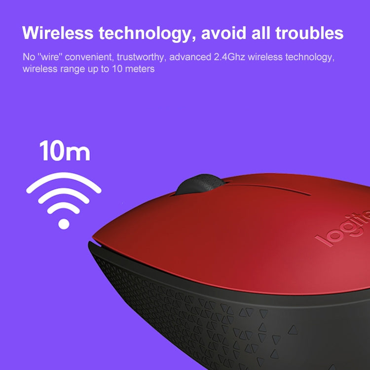 Logitech M170 1000DPI USB Wireless Mouse with 2.4G Receiver (Red) - Wireless Mice by Logitech | Online Shopping South Africa | PMC Jewellery | Buy Now Pay Later Mobicred