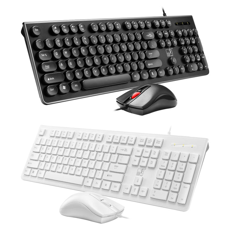 ZGB S500 Round Keycap Wired Keyboard + Mouse Set (Black) - Wired Keyboard by Chasing Leopard | Online Shopping South Africa | PMC Jewellery | Buy Now Pay Later Mobicred