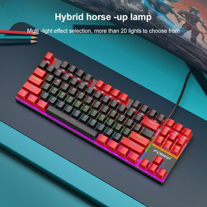 FOREV FV-301 87-keys Blue Axis Mechanical Gaming Keyboard, Cable Length: 1.6m(Black Red) - Wired Keyboard by PMC Jewellery | Online Shopping South Africa | PMC Jewellery | Buy Now Pay Later Mobicred