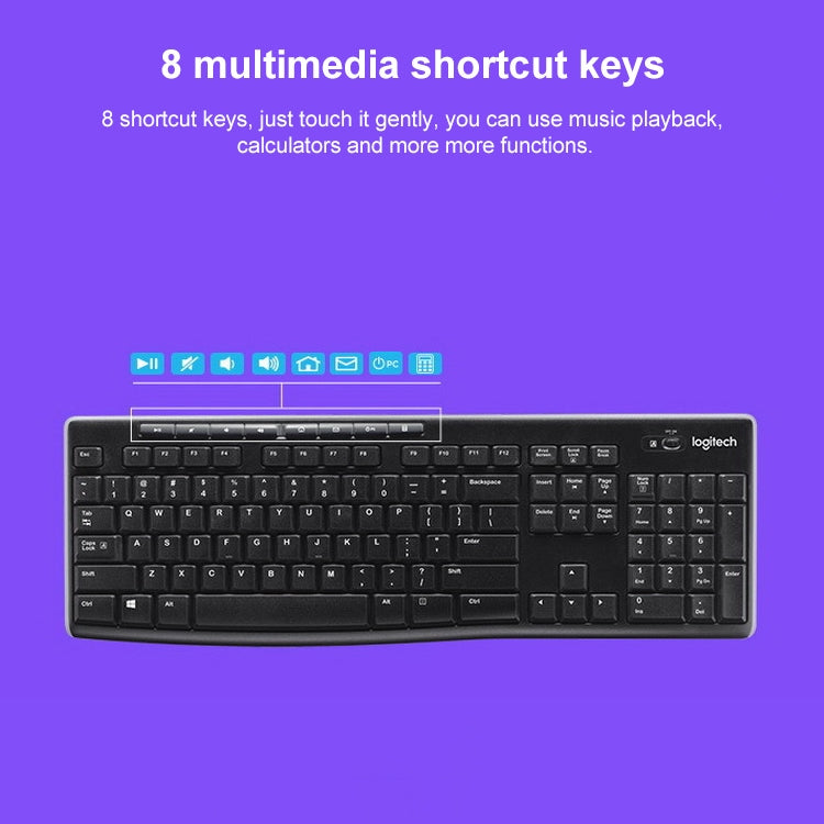 Logitech K270 Single Wireless Ultra-thin Silent Keyboard (Black) - free shipping - PMC Jewellery - Order now!