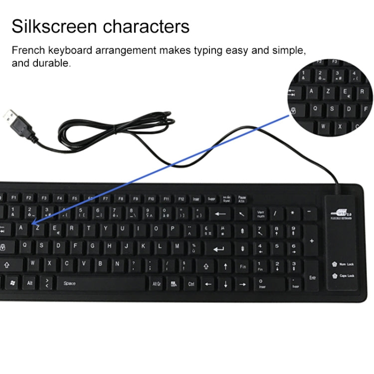 103 Key French USB Wired Silicone Waterproof Keyboard Desktop Notebook Keyboard, Cable Length: 1.5m - Wired Keyboard by PMC Jewellery | Online Shopping South Africa | PMC Jewellery | Buy Now Pay Later Mobicred